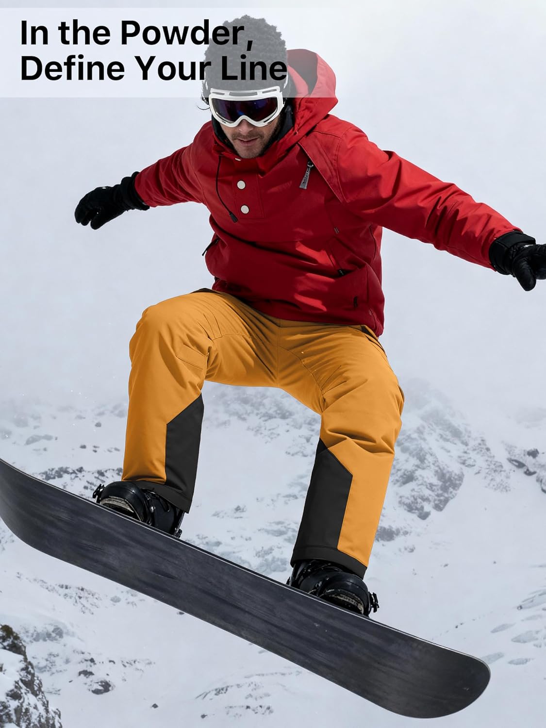 FREE SOLDIER Men's Waterproof Snow Insulated Pants Winter Skiing Snowboarding Pants with Zipper Pockets medium