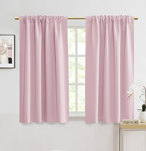 PANELSBURG Paneles de cortinas opacas rosas de 48 pulgadas de largo para guardería, cortinas de oscurecimiento de habitación para niños y niñas,