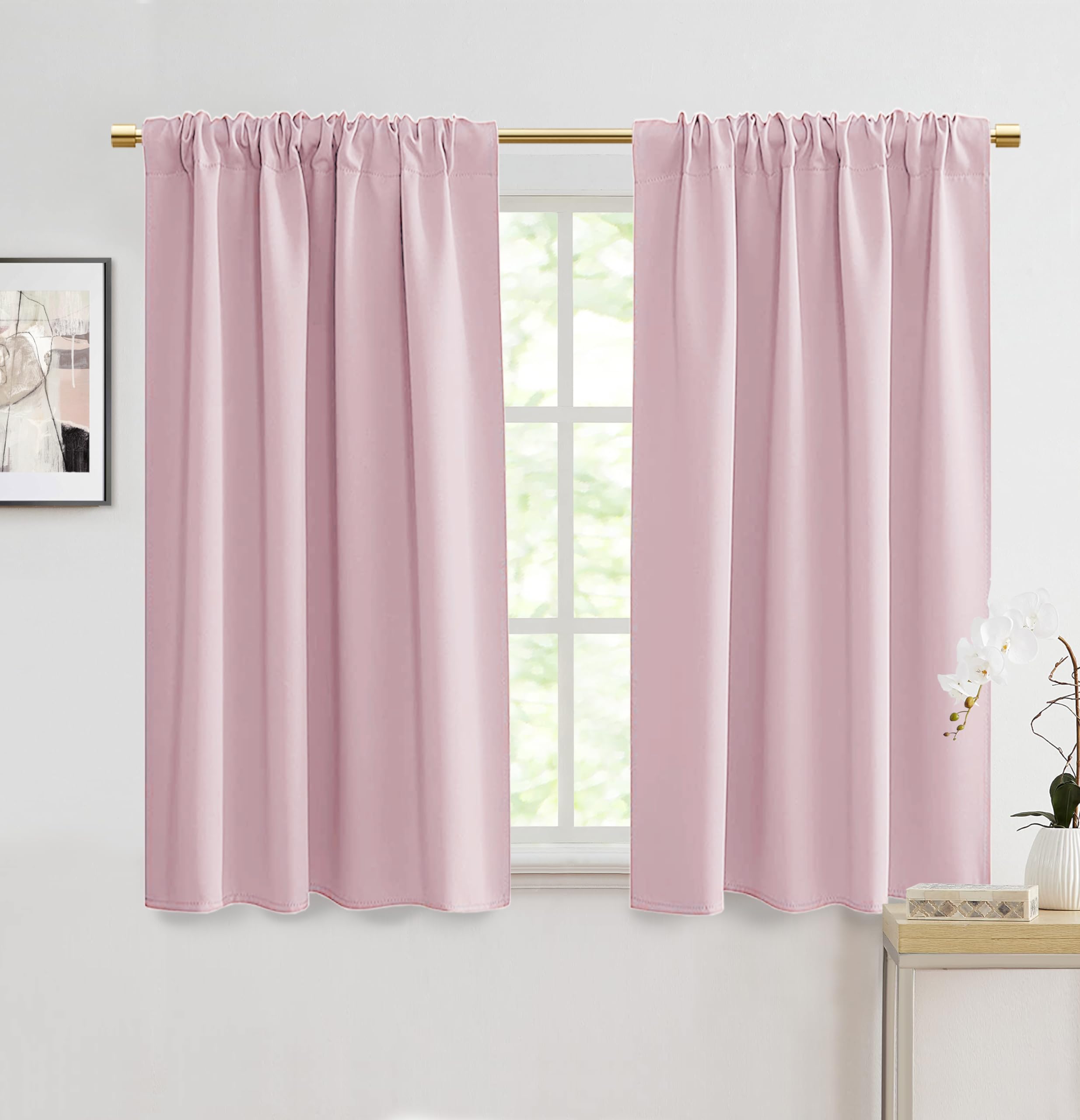 Amazon.com: Pink Blackout Curtain Panels 48 Inch Length for