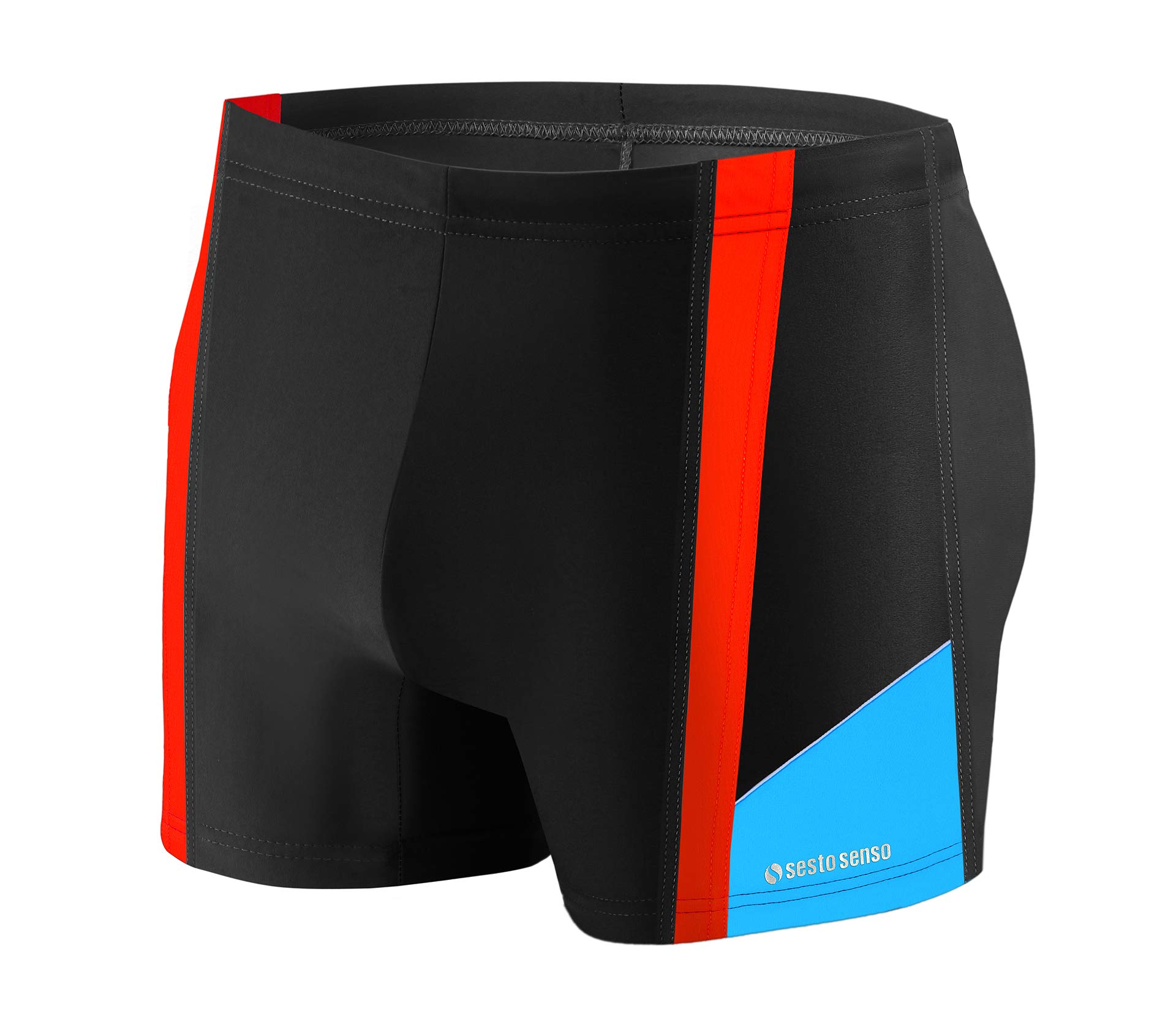 Sesto Senso Mens Swim Aquashorts Swimming Trunks Drawstring Beach Swimwear Shorts BD 379 4XL Black