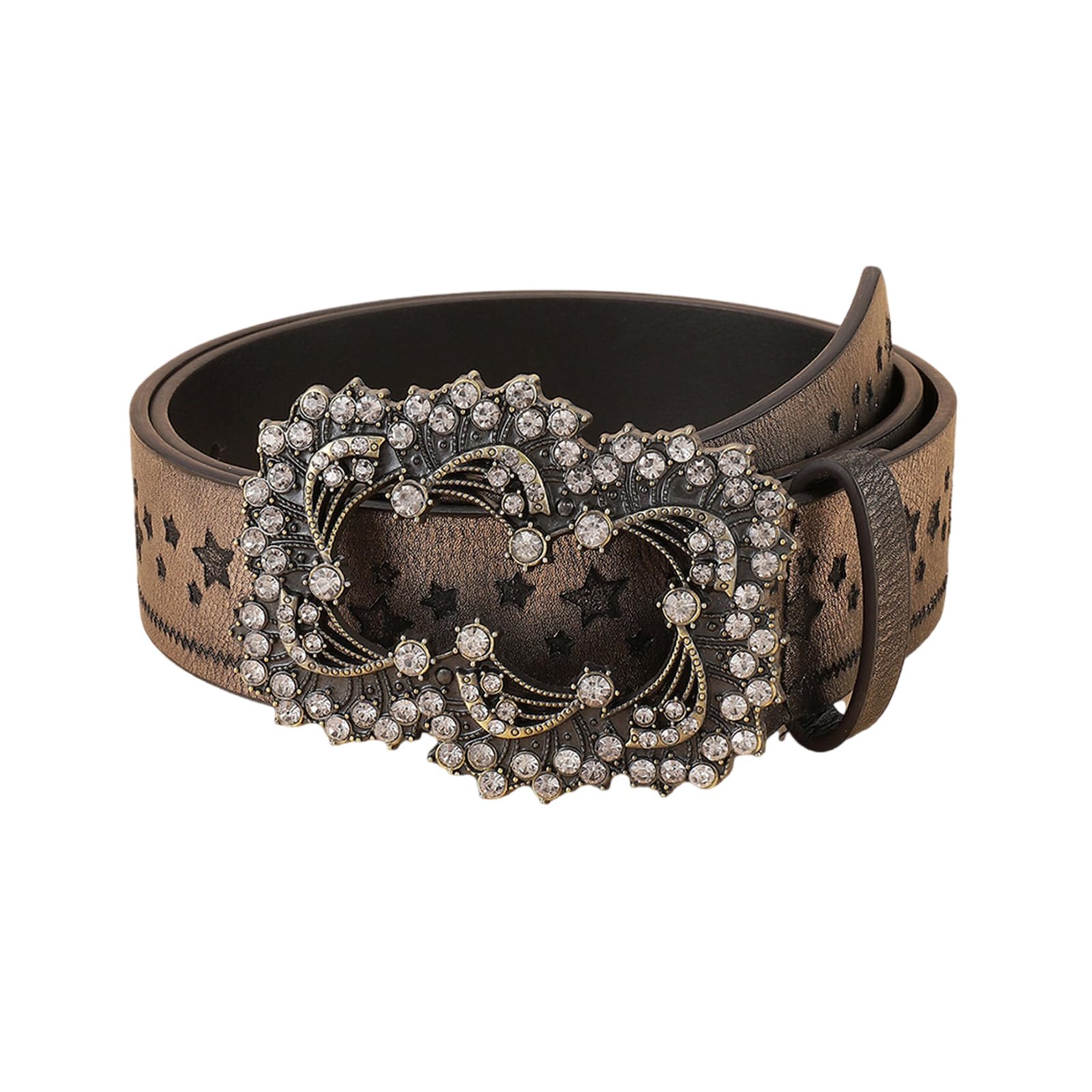 Zkydhbd Unique Rhinestones Waist Belt Youthful Star Embossed Adjustable Waistband For Festivals And Parties Trendy Youth Belt