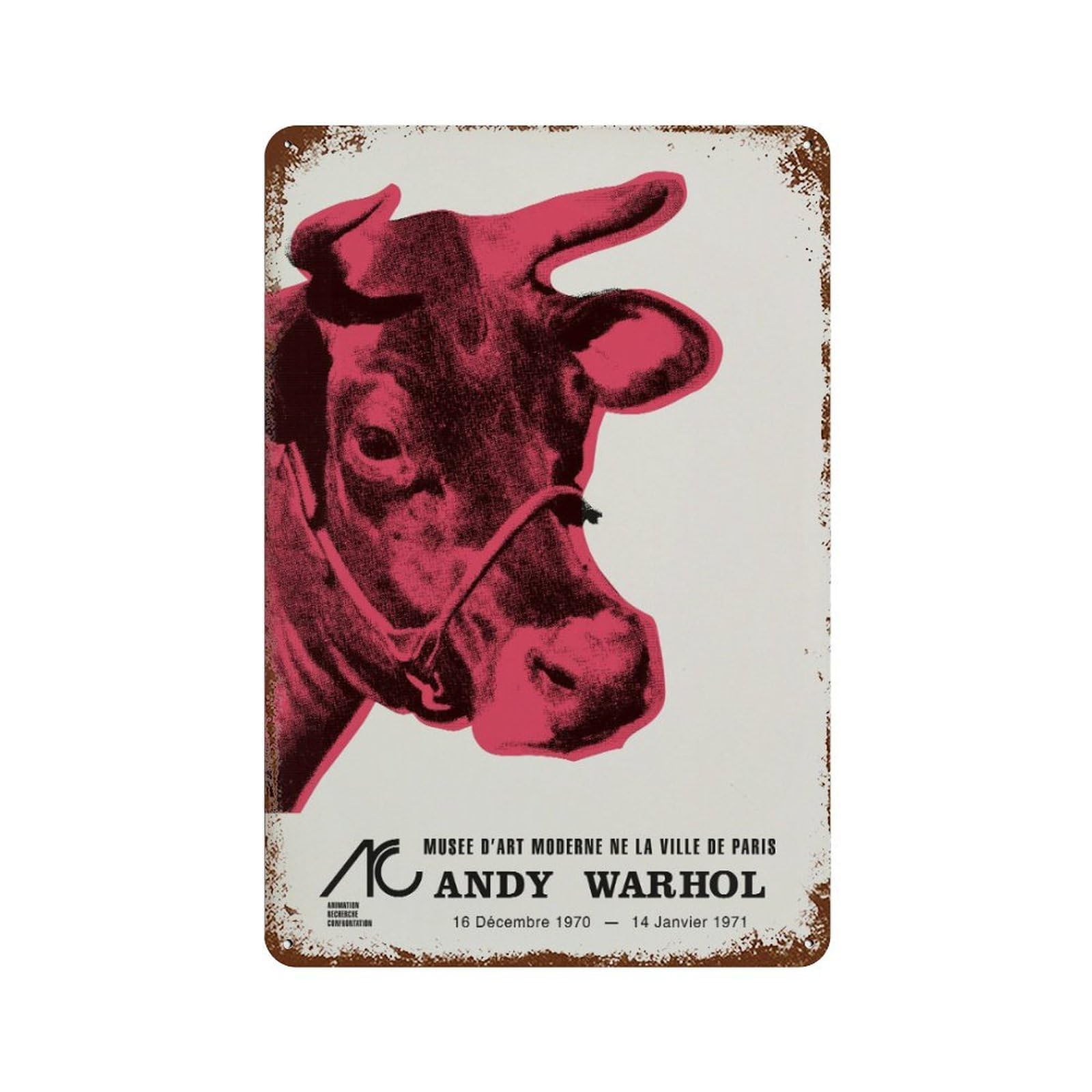 xiaoxiaoshen Andy Warhol Cow Exhibition Pop Wall Decor Art Metal Tin Poster Modern Home Decor Art Home Bar Shop Decorations Vintage Sign 30x20cm