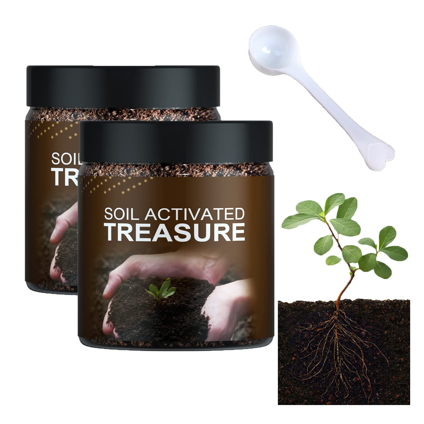 XIRUJNFD Soil Activated Treasure-You Will Be Amazed! Indoor Plant Fertilizer, Soil Activated Treasure, Fertilizer for Plants Flower Lawn, Improve Plant Growth (100g,2Pcs)