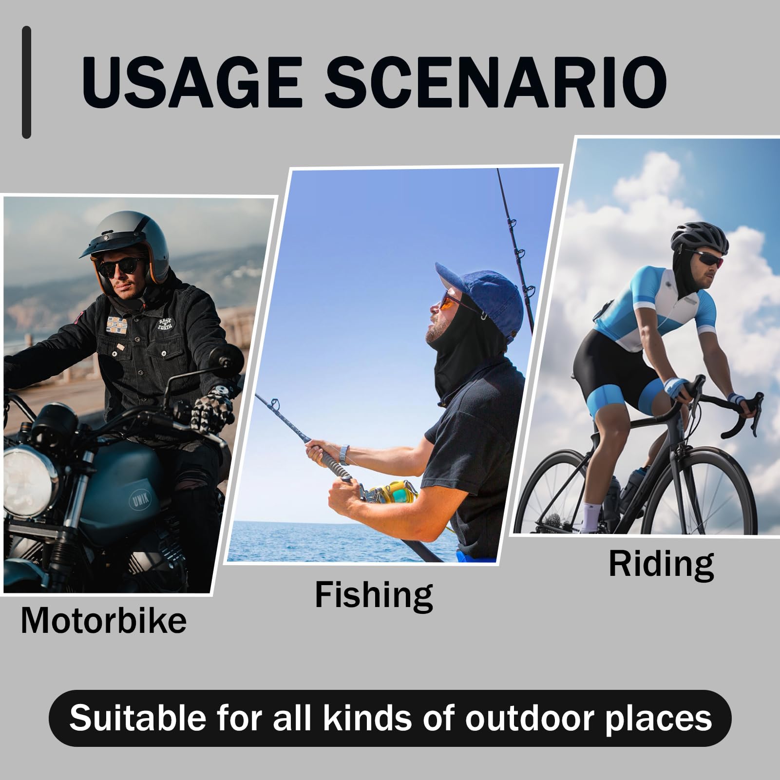 Cagoule Été pour Homme et Femme, Cagoule Moto ete Masque Moto, Masque d'orage rafraîchissant en Soie glacée pour Les Sports de Plein air comme Le vélo, la Moto et Le Cyclisme