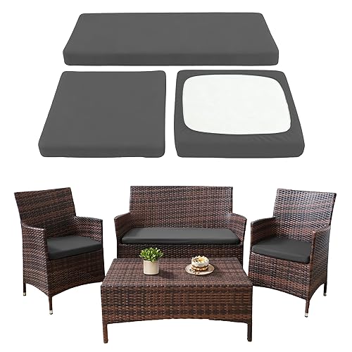 Waterproof 3-Piece Patio Sofa Cushion Cover Set - Replacement Covers