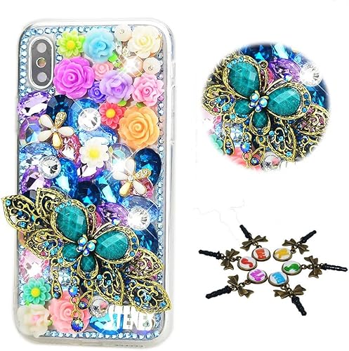 Miniatura 7 de STENES Funda brillante compatible con Nokia G300 5G (2021)  Elegante  3D hecha a mano con diseño de diamantes de imitación de mariposa retro con