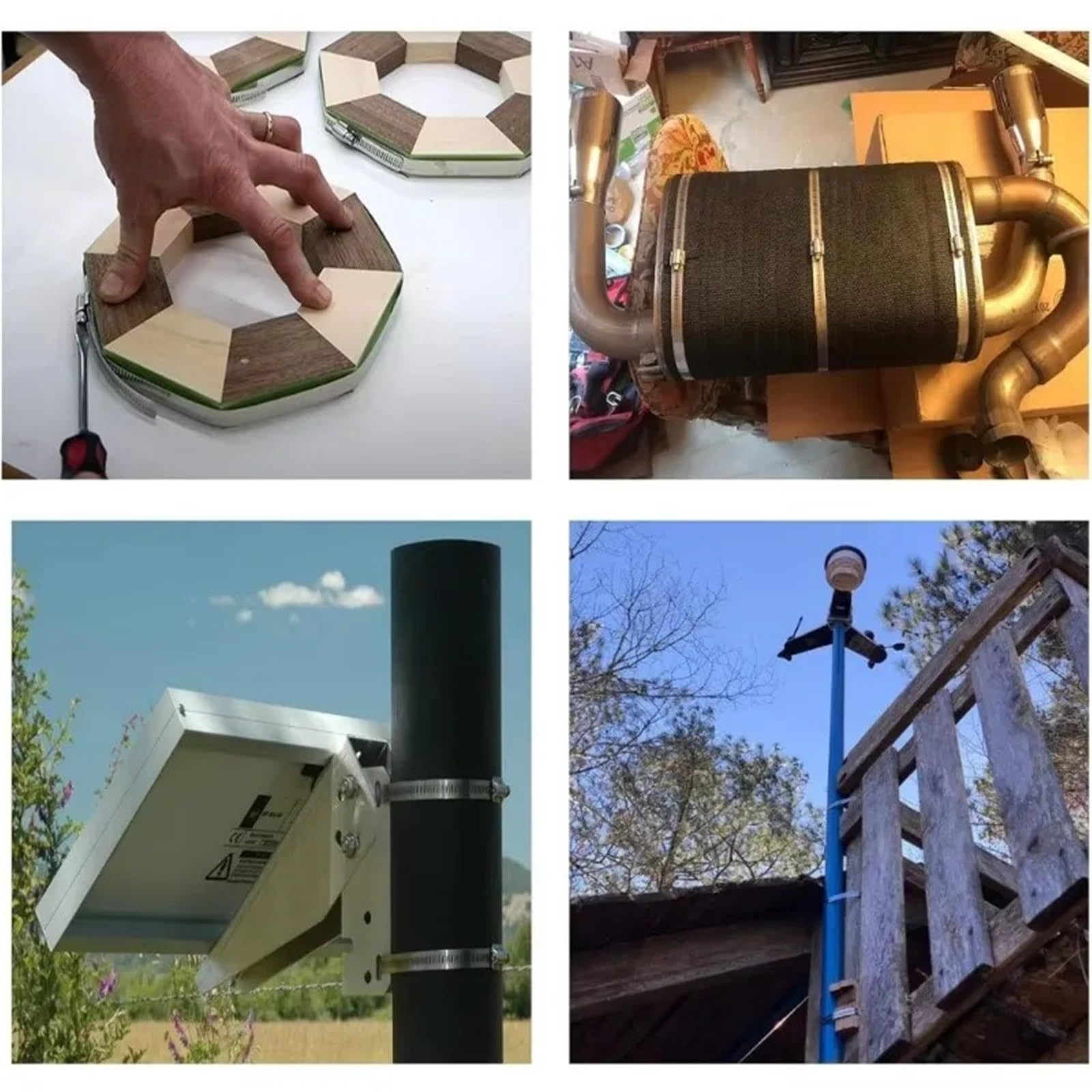 1 Juego de abrazadera manguera acero inoxidable, correa Metal cortada a medida, engranaje tornillo sin fin ajustable grande for abrazaderas, tubo conducto para Manguera(100m)
