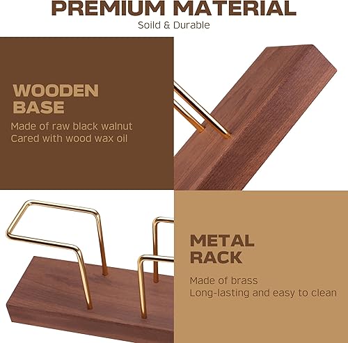 Miniatura 4 de Soporte para filtro de café, estante de nogal negro y latón, contenedor de filtro de café para barra de caféhogaroficina, compatible con filtro de