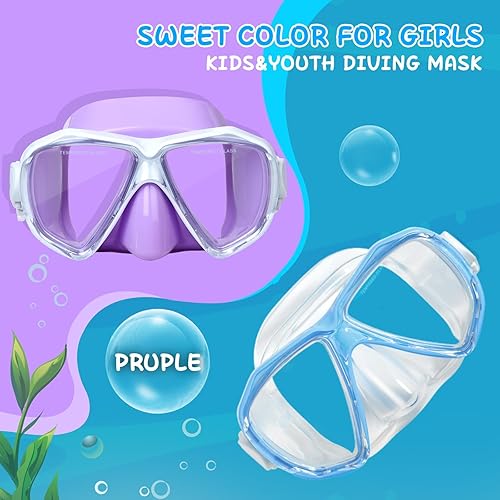 Miniatura 9 de Máscara de buceo para niños, máscara de natación antivaho de 180 para niños, gafas de natación de vidrio templado con cubierta para la nariz, gafas