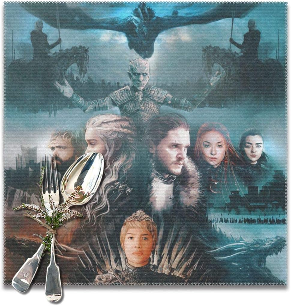 Game Of Thrones Season 8 Poster Placemats,Placemats For Dining Table Set Of 6 Heat Insulation Stain Resistant Anti-Skid Eat Placemat Washable Kitchen Table Mats