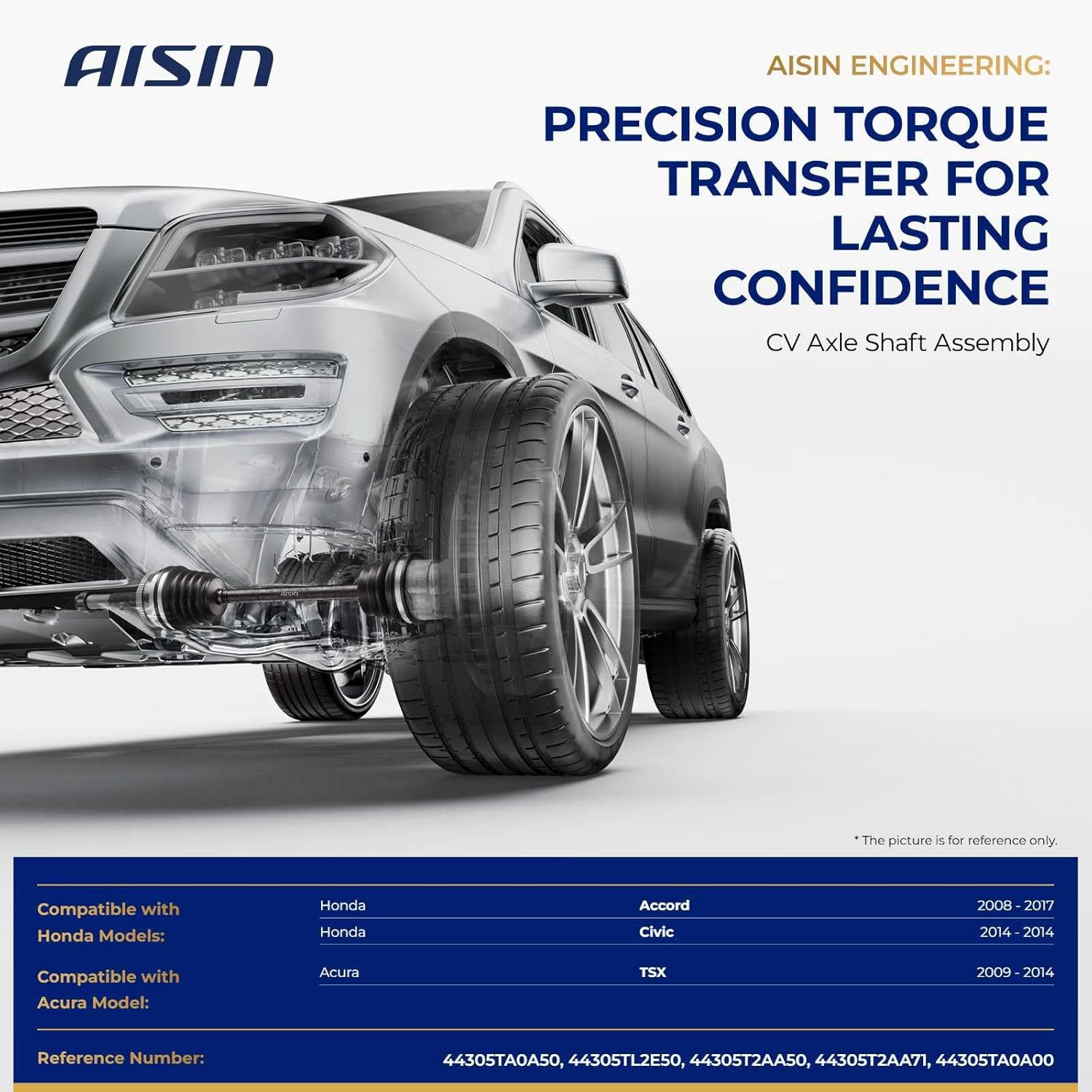 AISIN AFTERMARKET CVAH-00890 Front Passenger CV Axle Shaft Assembly - Compatible with Honda Civic 2014, Accord 2008-2017, Acura TSX 2009-2014