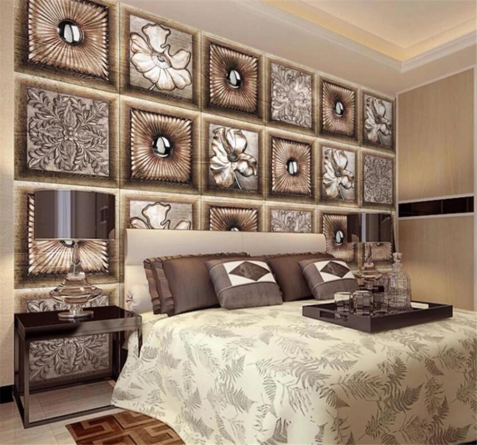 Wallpaper-3D-Xlm 200Cm×140Cm(B×H) Vintage Three Dimensional Geometric Embossed Art 3D Wallpaper Easy Install Feature Office Living Room Sofa Bedroom Tv Background Wall Decoration-200Cm×140Cm