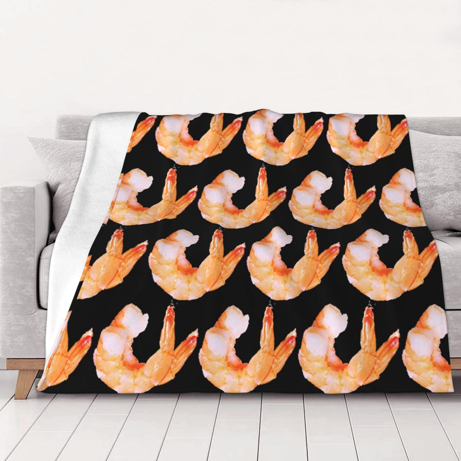 Couverture de lit en flanelle Glutton Shrimps microfibre chaude 101x76 cm