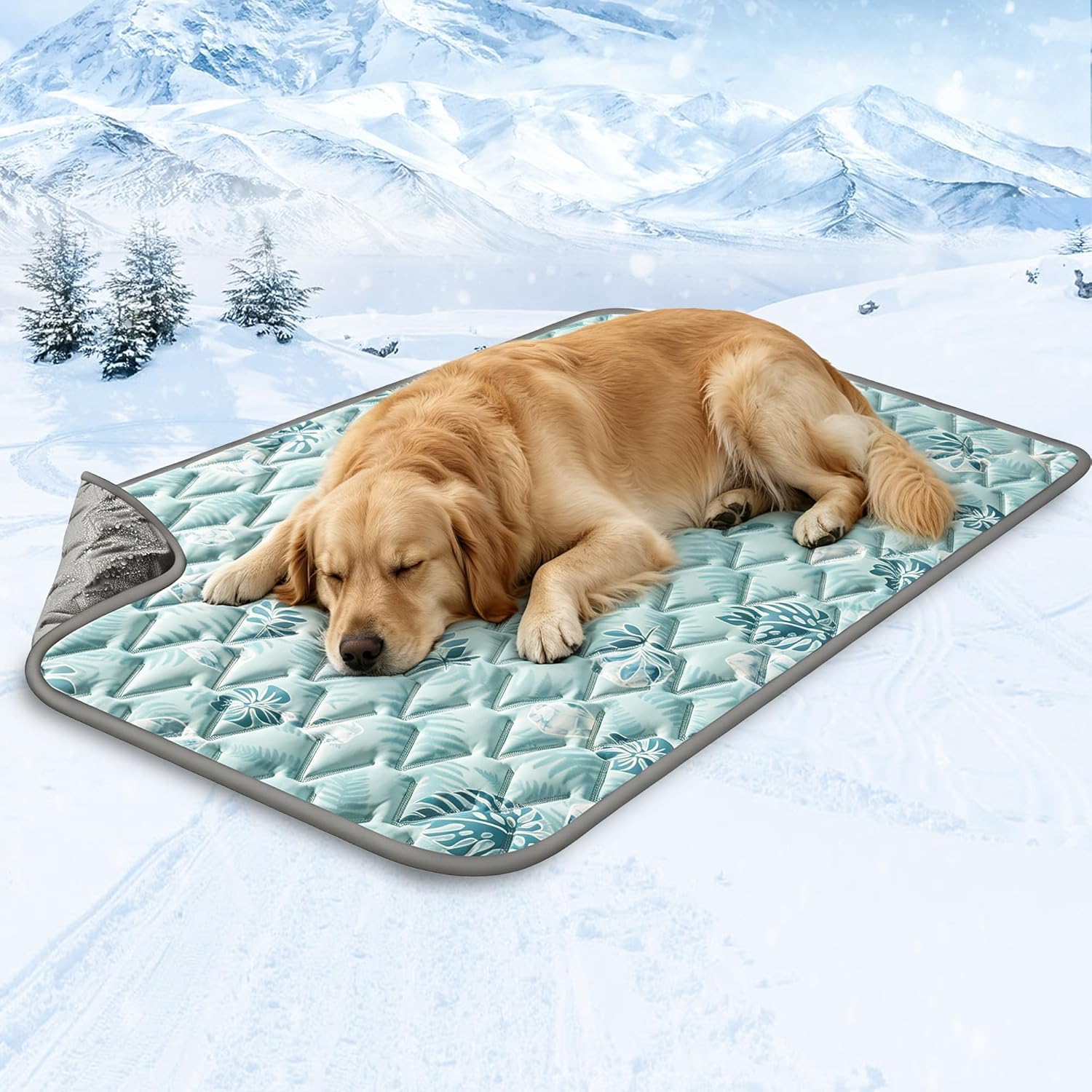 Eieveda Dog Cooling Mat for Extra Large Dog, Waterproof, Green XL 125x70cm