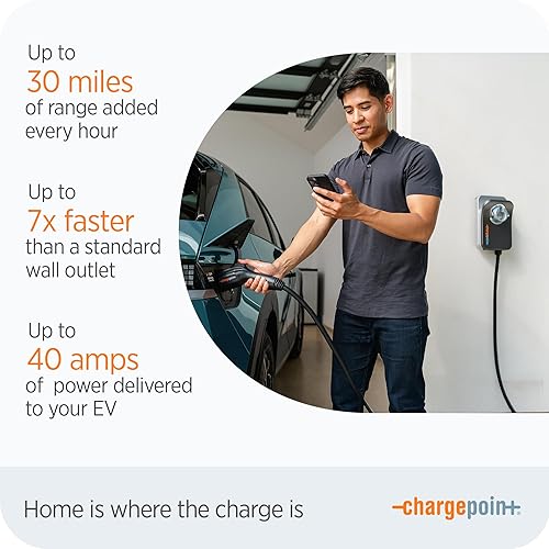 Miniatura 5 de ChargePoint HomeFlex - Cargador EV de nivel 2 J1772, NEMA 6-50 enchufe para coche eléctrico - Carga rápida e inteligente de energía de batería