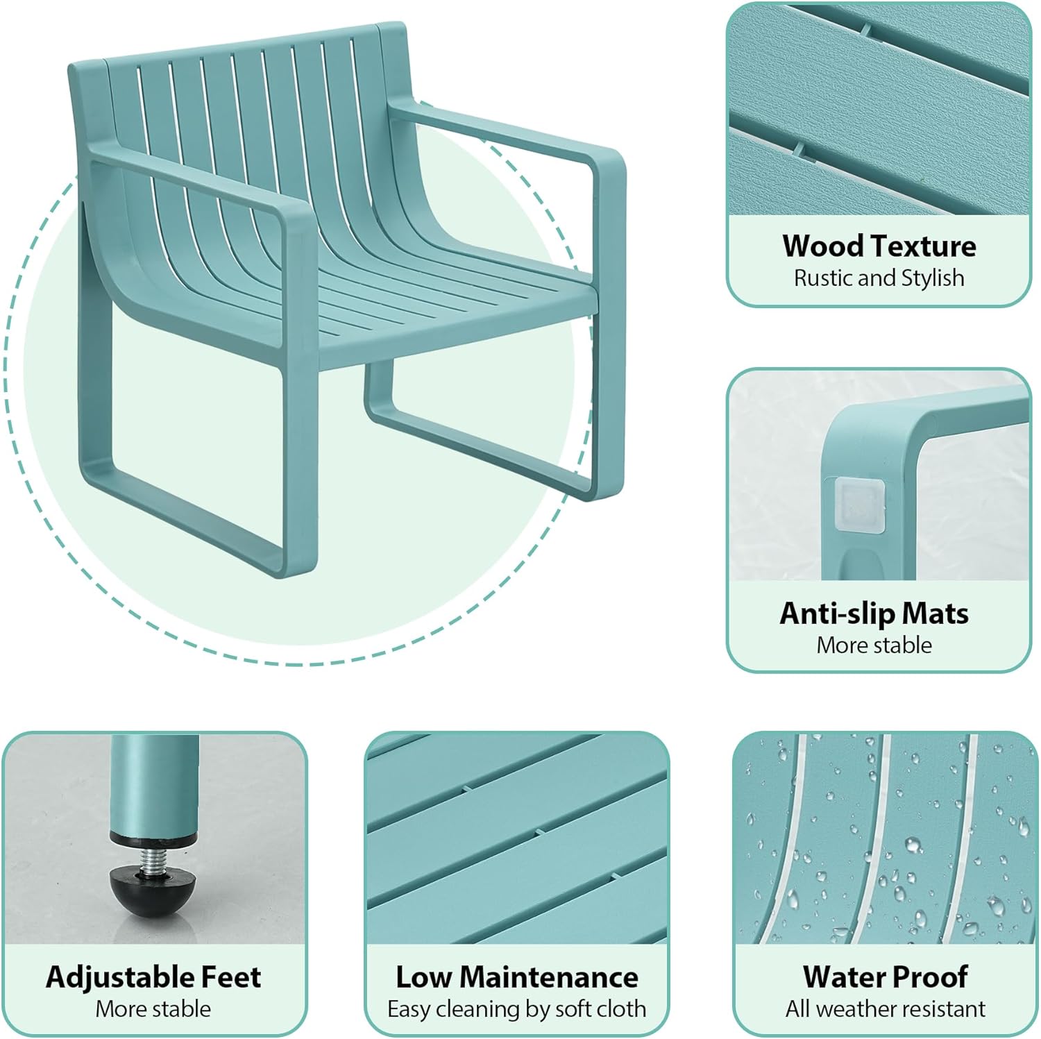 Werph Patio Furniture Set, 3 Pieces Outdoor Furniture Patio Table and Chairs Set, Patio Chairs Set of 2 Patio Conversation Sets Balcony Bistro Set Porch Furniture for Lawn Garden Poolside