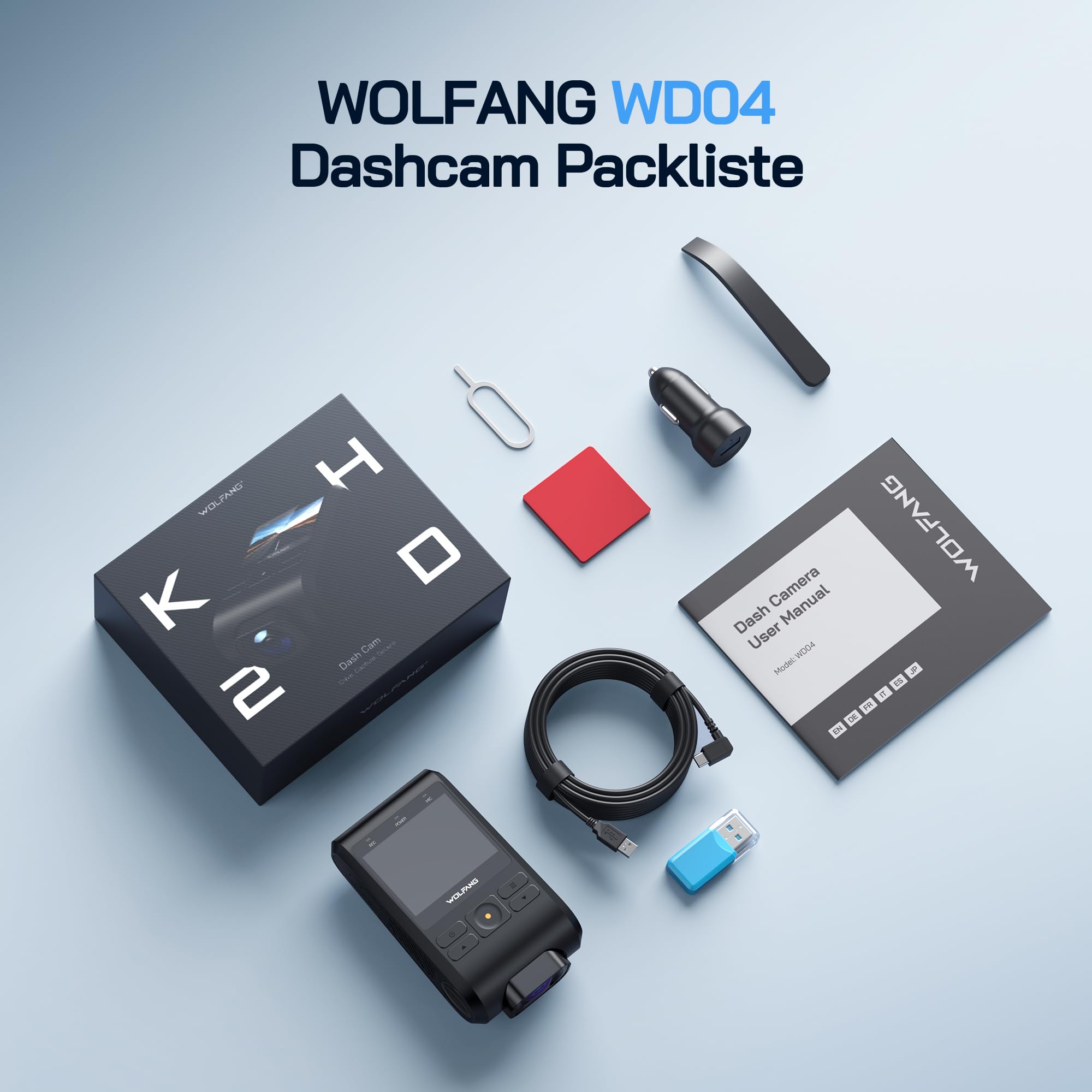 WOLFANG Dashcam, Mini 2.5K+1440P Wi-Fi Dash Cam, Ultra-Nachtsicht, 2" IPS-Versteckte Dash Cam Auto, Dual-Auto-Kamera mit 170°-Weitwinkel, WDR, 24 Std. Parkmodus, G-Sensor, Loop-Aufnahme