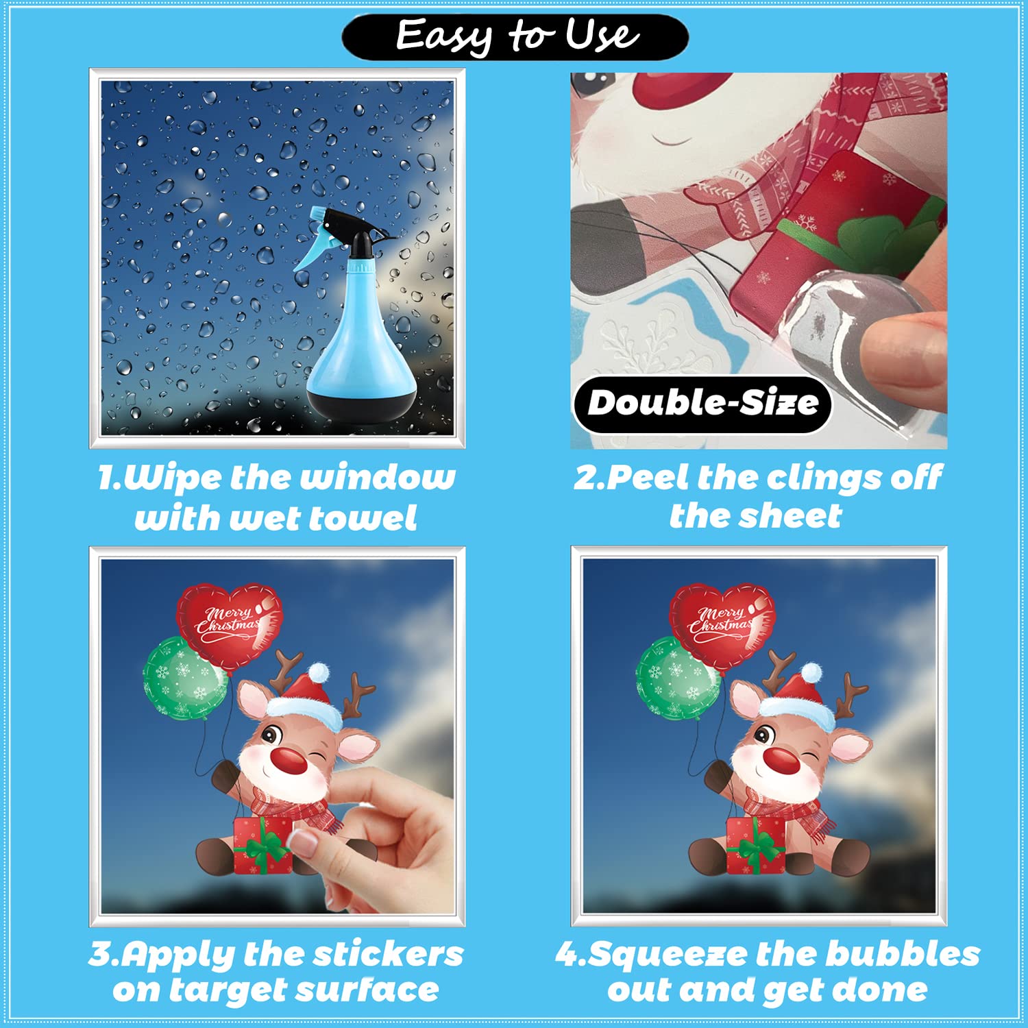9 Feuilles) Tomario 209 Grands Autocollants De Noël Pour Fenêtres