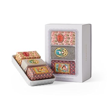 Claus Porto - Soap Dish + 3 Classico Mini Soaps Gift Set | Rich, Smooth, Creamy Hand Soap | Handcrafted, Aromatic, Luxurious, House Warming Gift 50g Each