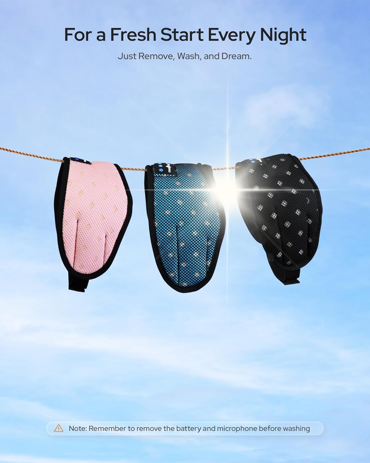 MUSICOZY Bluetooth Sleep Headphones for Side Sleepers, Wireless Headphones with Ultra-Thin Speakers in Comfortable Eye Headphone for Sleeping, Travel, Workout(Mesh Pink) - Image 5