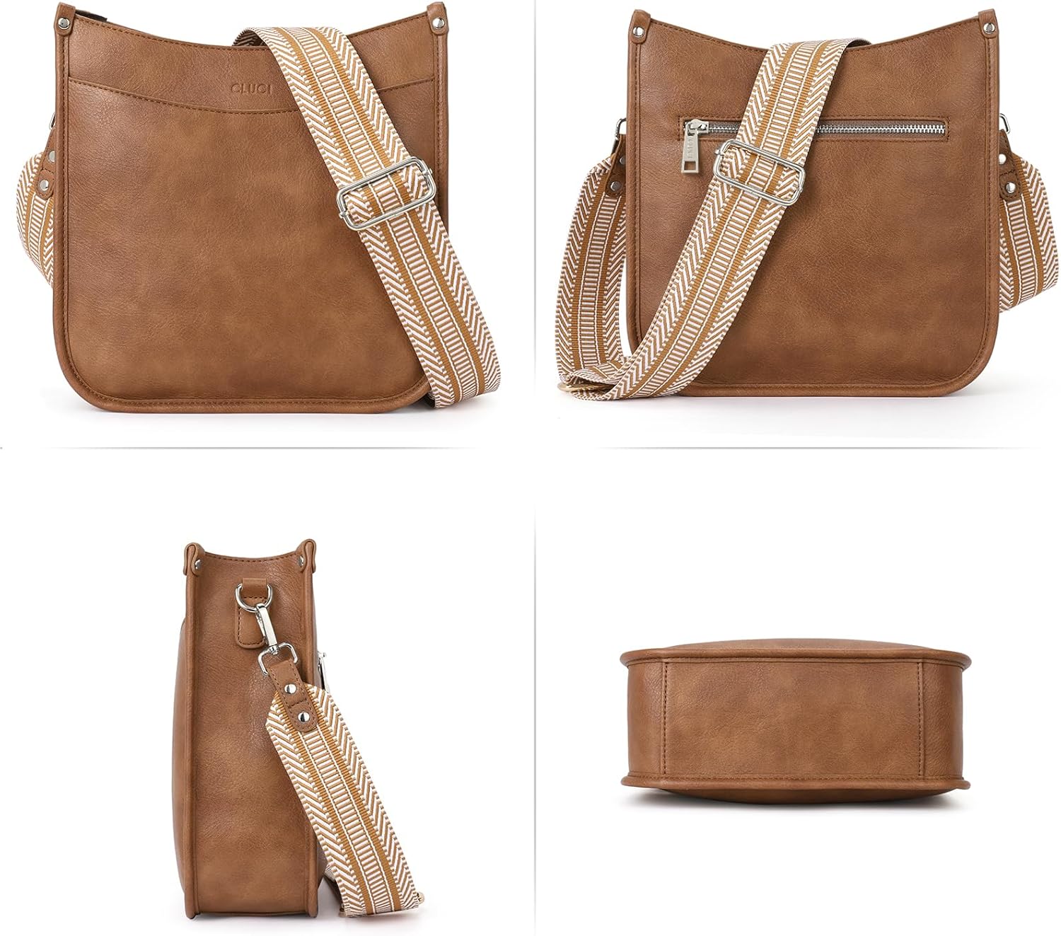 CLUCI Purses for Women, Vegen Leather Crossbody Bags for Woman Trendy, 2PCS Hobo Handbag with 2 Adjustable Guitar Strap - Image 6