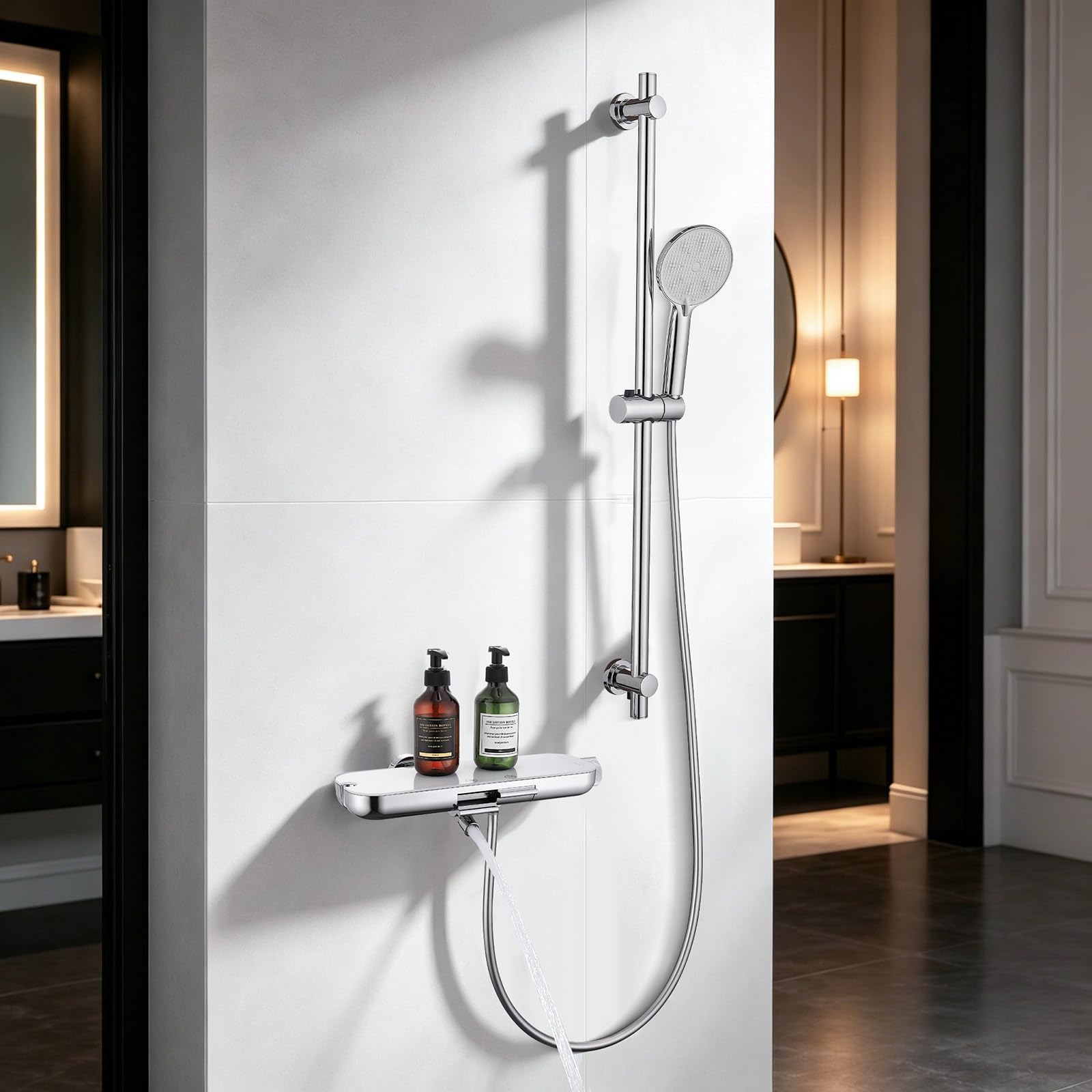 HOMELODY Grifería para bañera con alcachofa de ducha (90 cm), color cromado