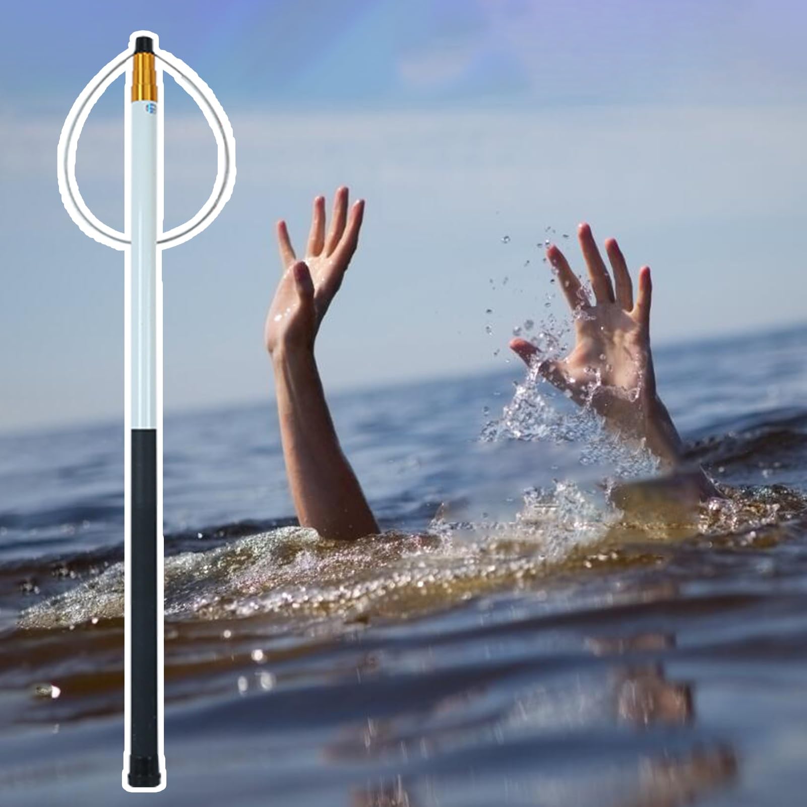 Gancho de seguridad y poste de rescate ajustable para botes de pesca y lanchas