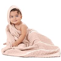 Vista 17 de Comfy Cubs Paquete de 2 toallas de bebé con capucha, grandes de 32 x 32 pulgadas, 6 capas de 100% algodón de muselina para bebés, niños pequeños