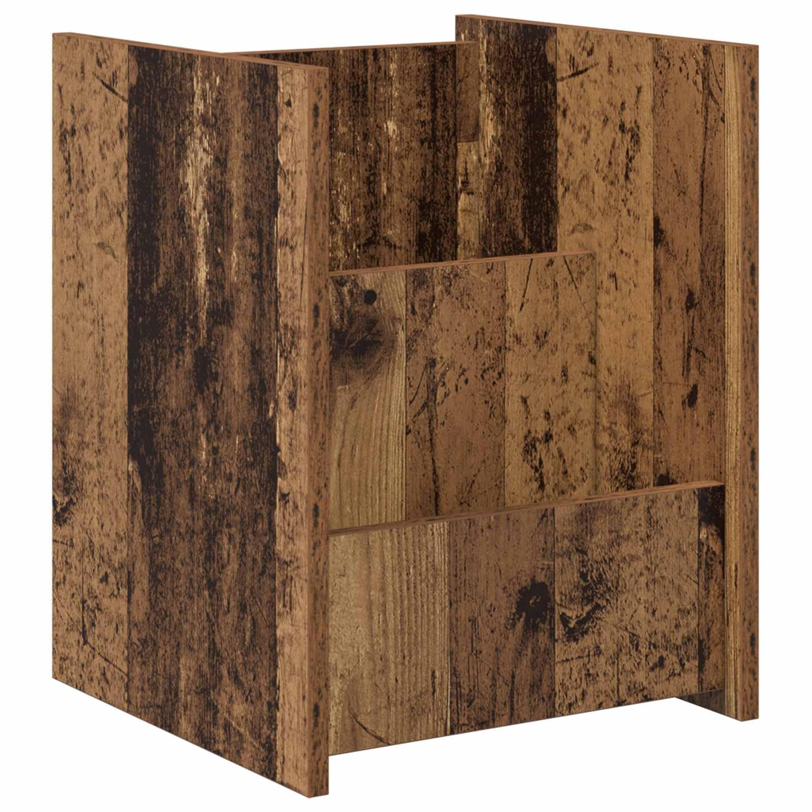 Antyczny drewniany stojak na czasopisma 35 x 35 x 45 cm | Drewno konstrukcyjne, prostokątny kształt, przechowywanie czasopism i dokumentów, łatwy montaż