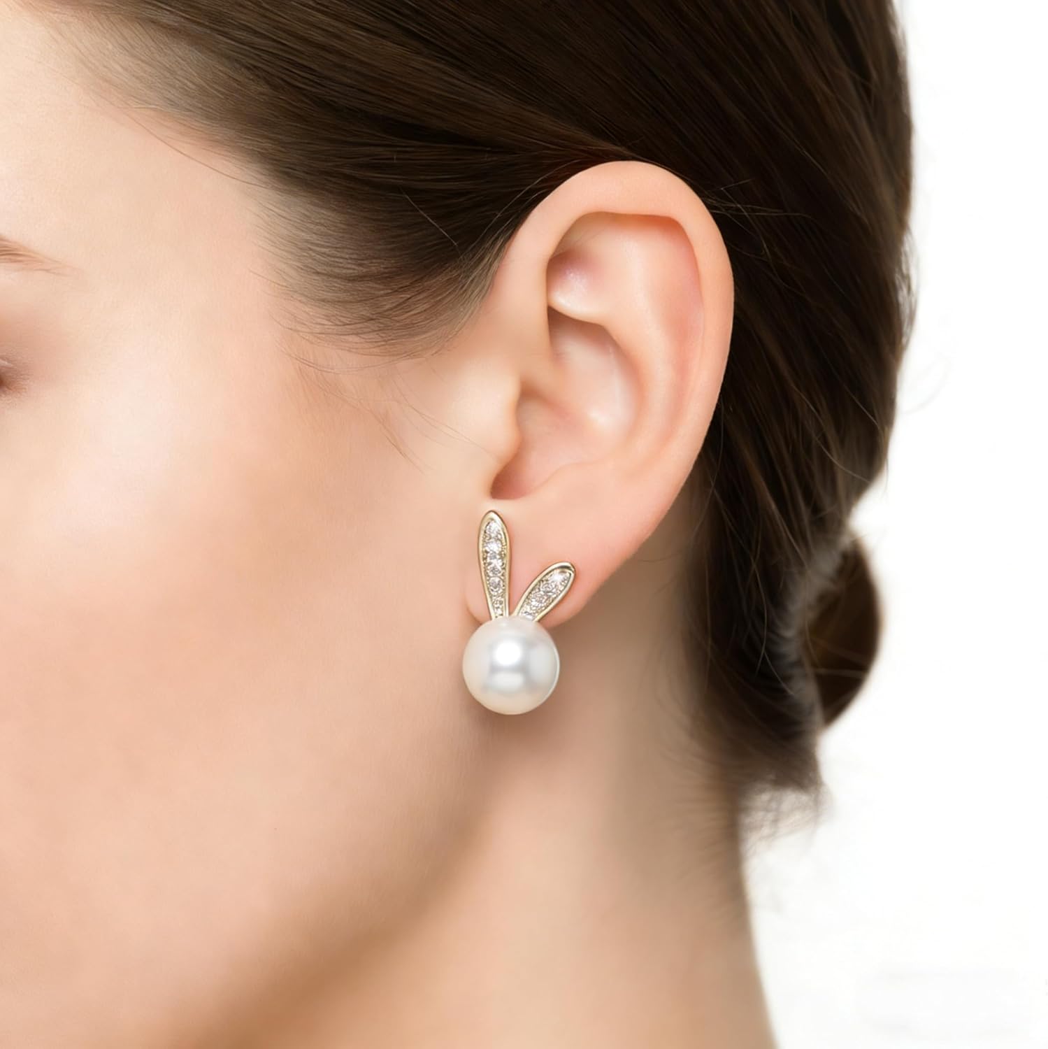 Cute Easter Bunny Jewelry Earrings for Women,Holiday Rabbit Pearl Ear Jacket Earrings for Women,Easter Outfits & Shirt Accessorie - Image 6