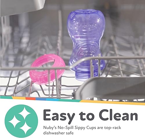 Miniatura 5 de Nuby Taza sin derrames para niña de 3 piezas con popote flexible 10 onzas