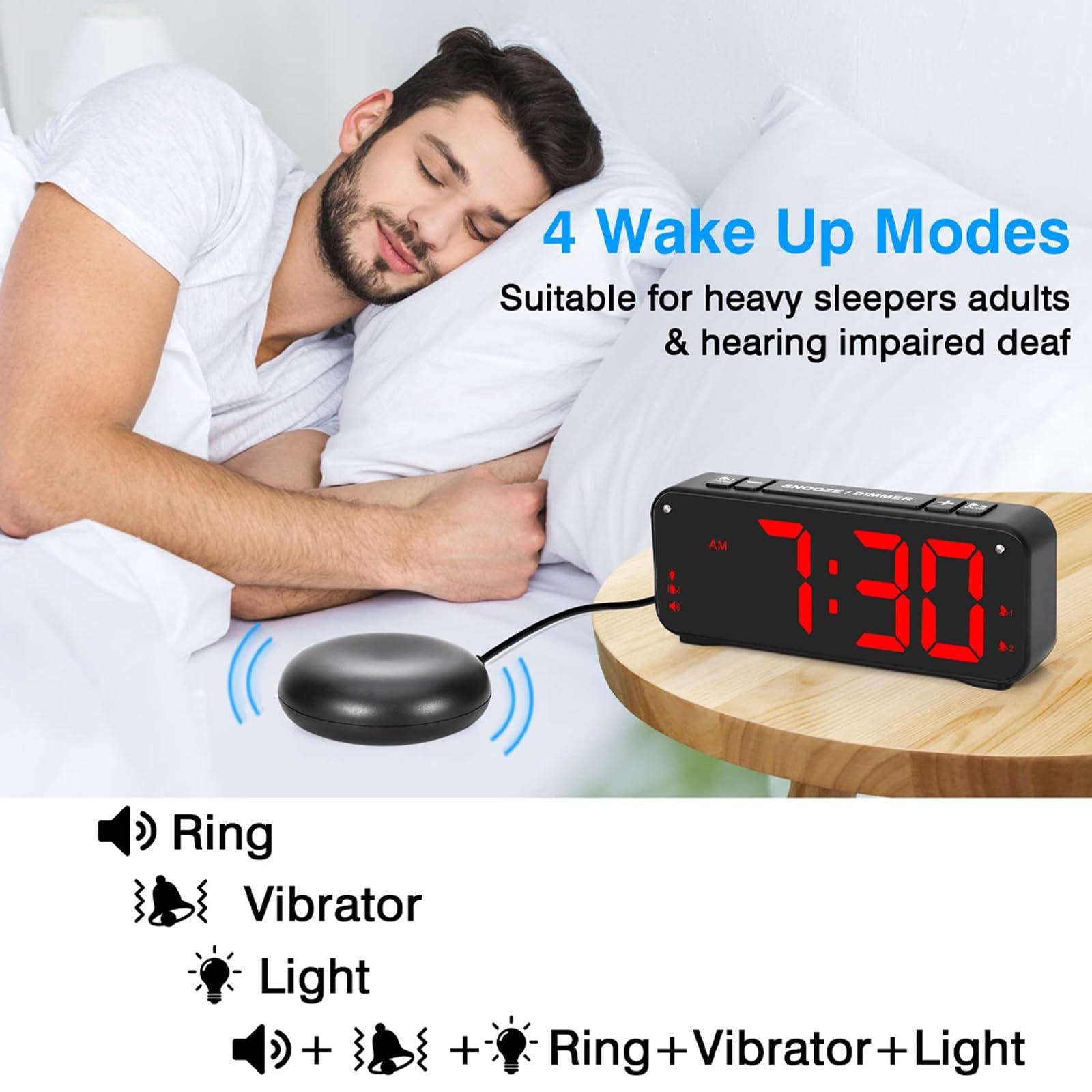 Amazon.com: EternaHora Vibrating Alarm Clock Under Pillow, 6.5 LED Digital Alarm Clock with Bed Shaker, 4 Levels Brightness, Snooze, 12/24H, Deaf Alarm Clock for Heavy Sleepers Adults(Red) : Home & Kitchen Amazon.com: EternaHora Vibrating Alarm Clock Under Pillow, 6.5 LED Digital Alarm Clock with Bed Shaker, 4 Levels Brightness, Snooze, 12/24H, Deaf Alarm Clock for Heavy Sleepers Adults(Red) : Home & Kitchen