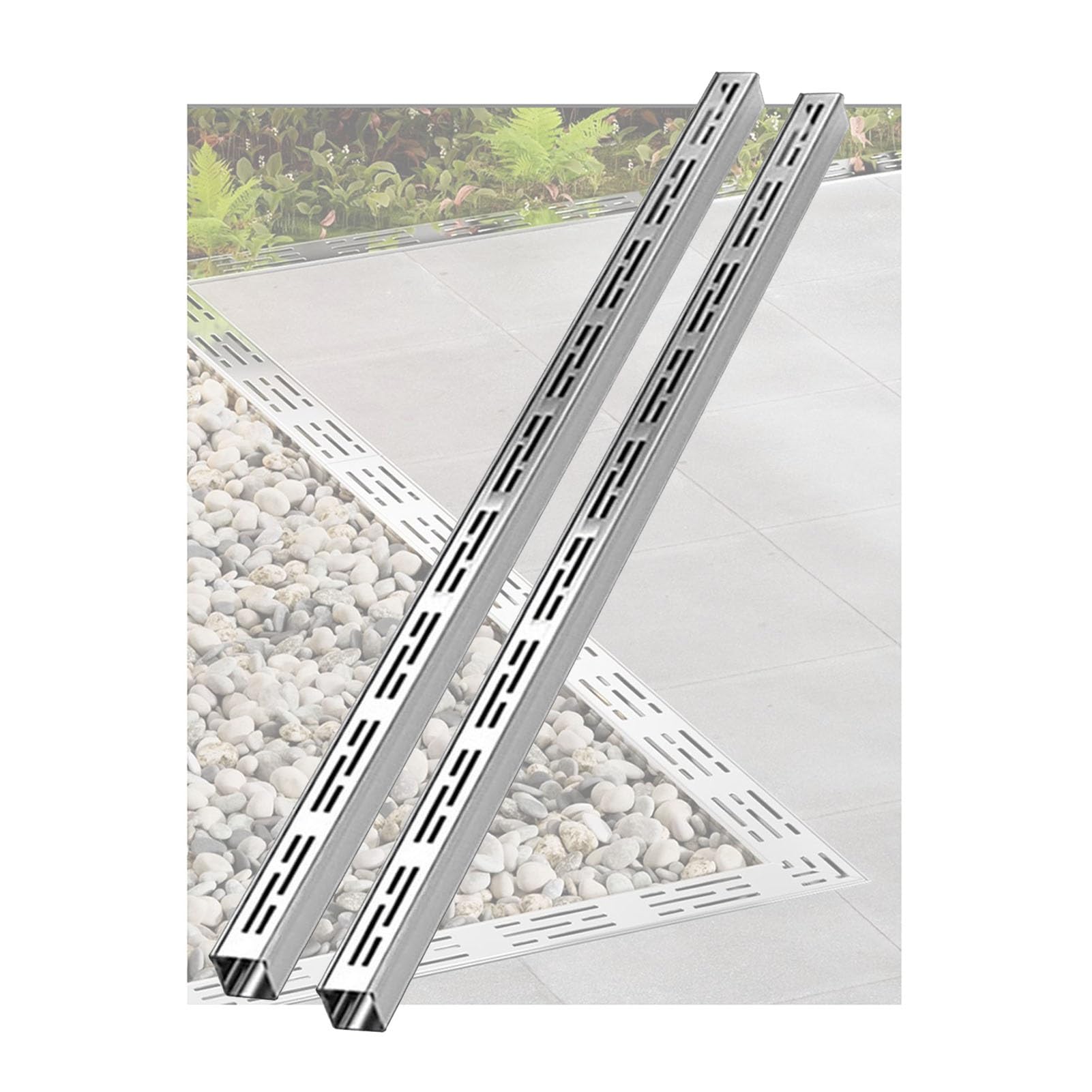 GJZQDKX Stainless Steel Drainage Channel, Trench Drain Kit for Driveway and Yard, Concrete Rainwater Drainage System with Sewer Grates for Decks and Patios