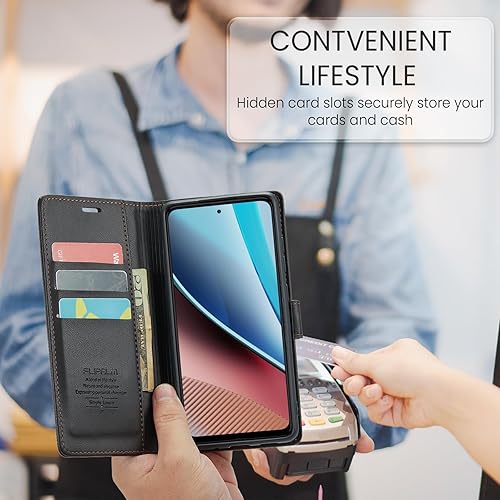 Miniatura 5 de Funda tipo cartera para Moto G Stylus 5G 2023 con bloqueo RFID, tarjetero de piel sintética con función atril y función atril a prueba de golpes,