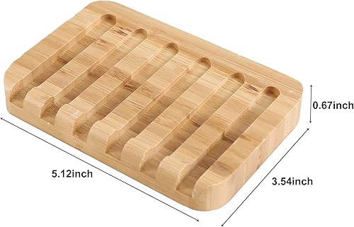 Miniatura 7 de Jabonera de madera para ducha, juego de 3 soportes para jabón de ducha, soporte de jabón autodrenante para baño, bandeja de jabón ahorradora de