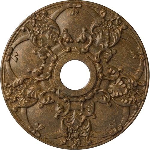 Vista 153 de Ekena Millwork CM18NOPOS Medallón de techo Norwich, 45.72cmOD x 8.97cmID x 1 3/8"P, pintado a mano cobre pulido