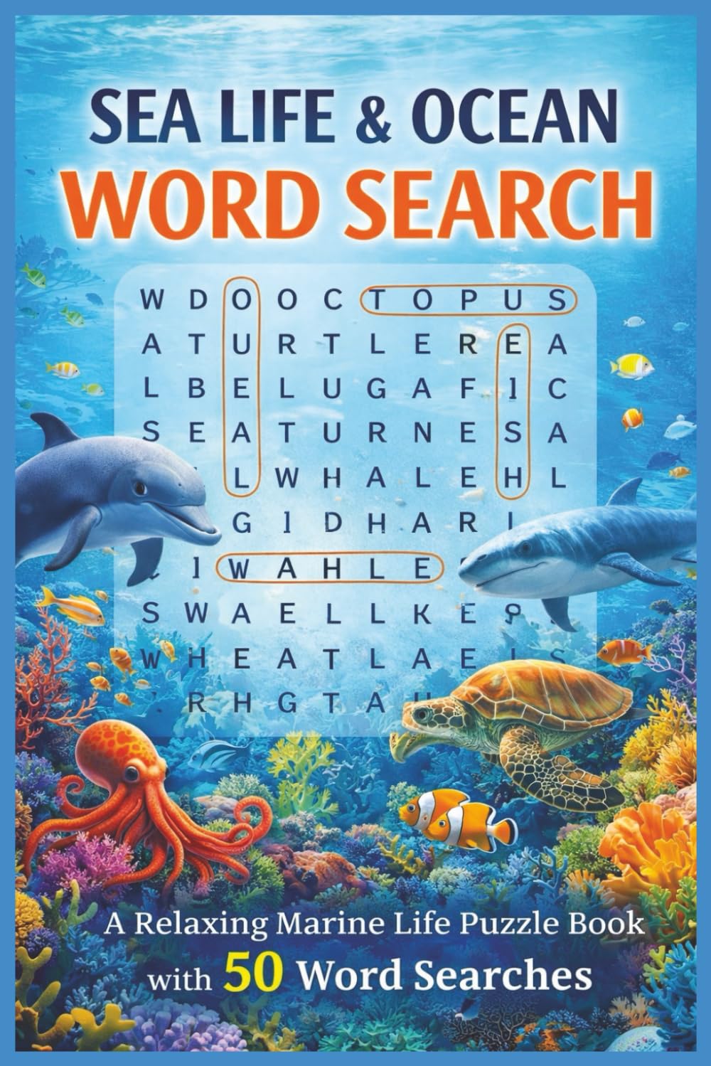 Sea Life & Ocean Word Search: A Relaxing Marine Life Puzzle Book with 50 Word Searches (Word search books collection)