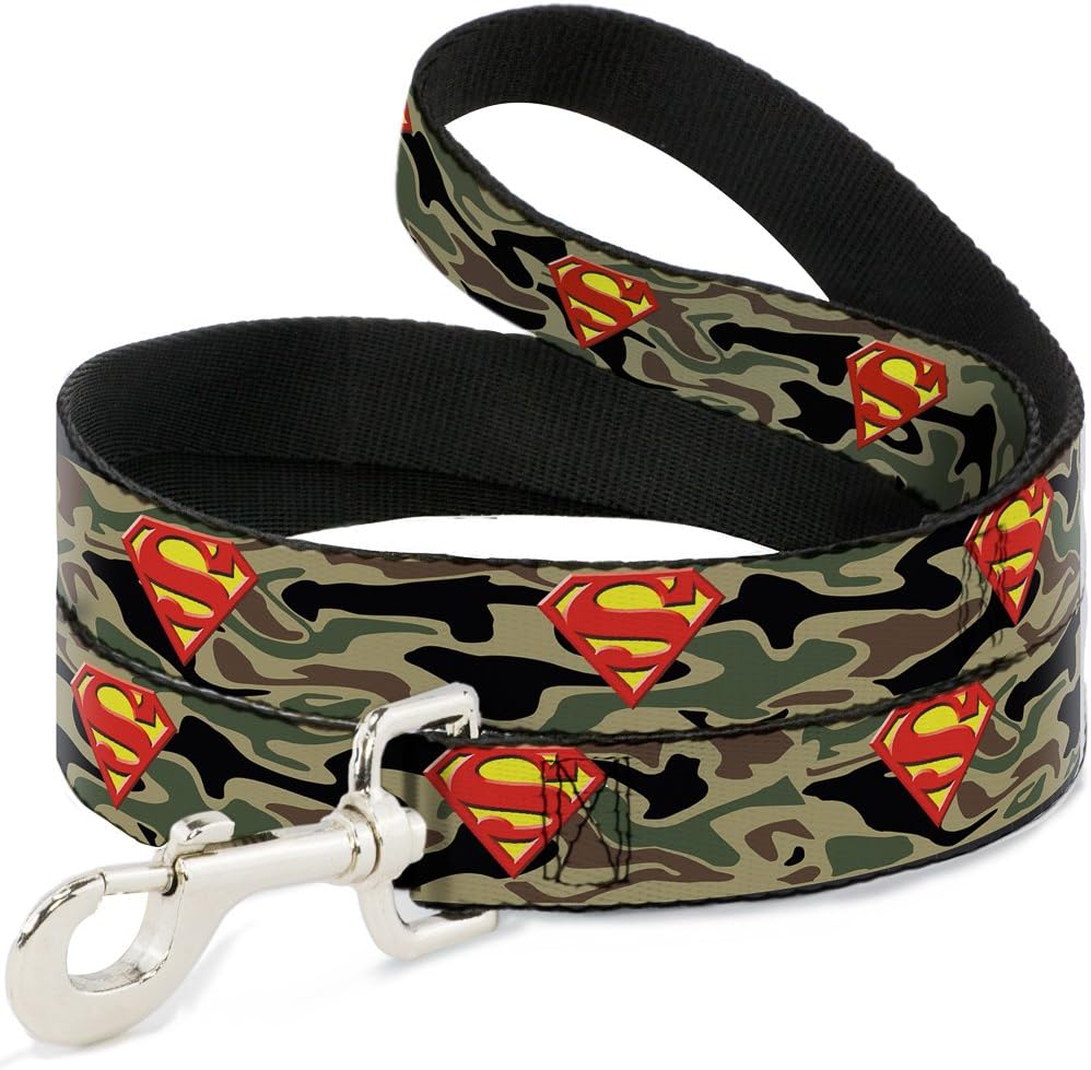 Dog Leash Superman Shield Camo Olive 6 Feet Long 1.0 Inch Wide
