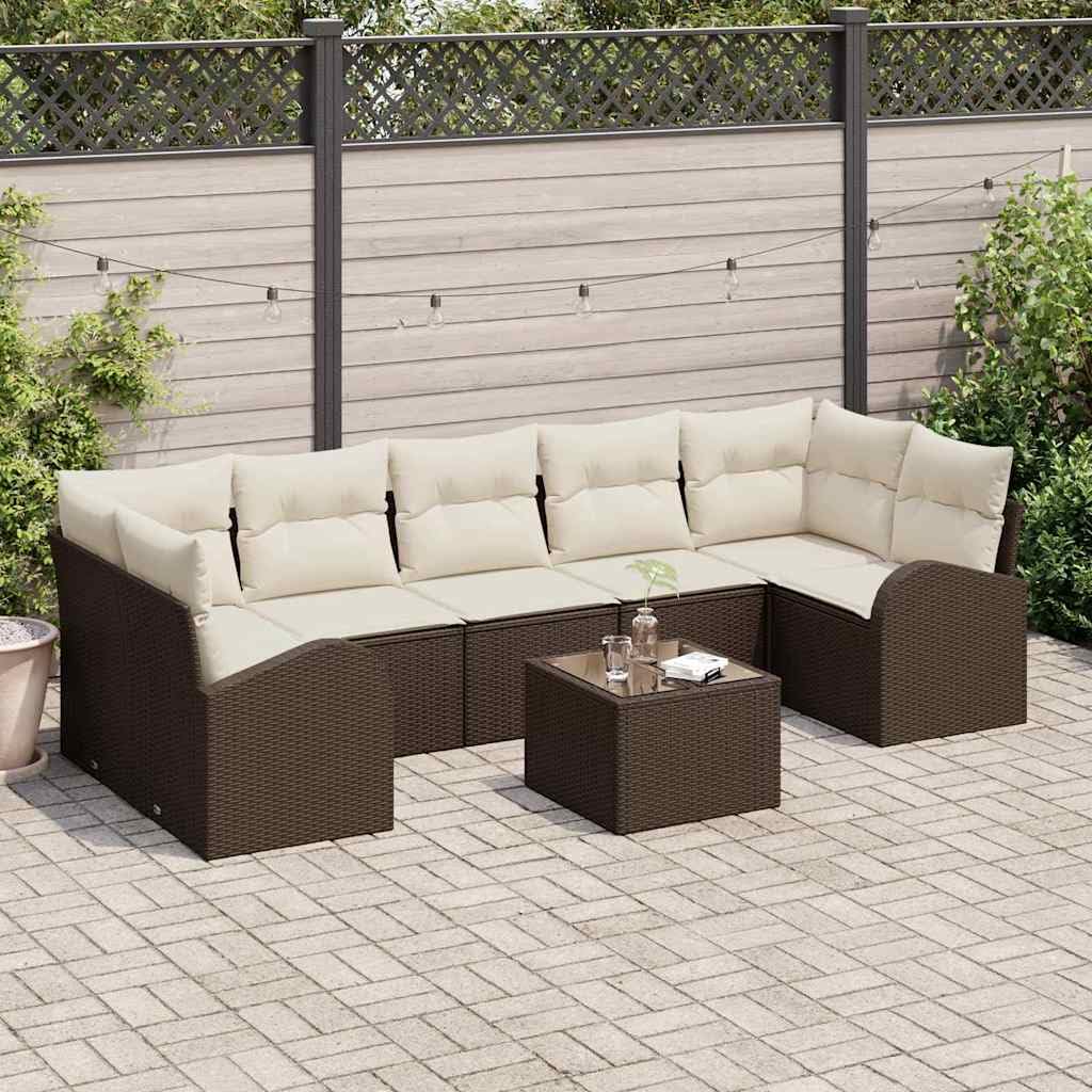Zestaw sofy ogrodowej, brązowy, polirattanowy, 289 x 124 x 85 cm ze stołem, modułowy leżak ogrodowy, sofa na meble balkonowe, ławka ogrodowa i meble wypoczynkowe, na relaksujące letnie