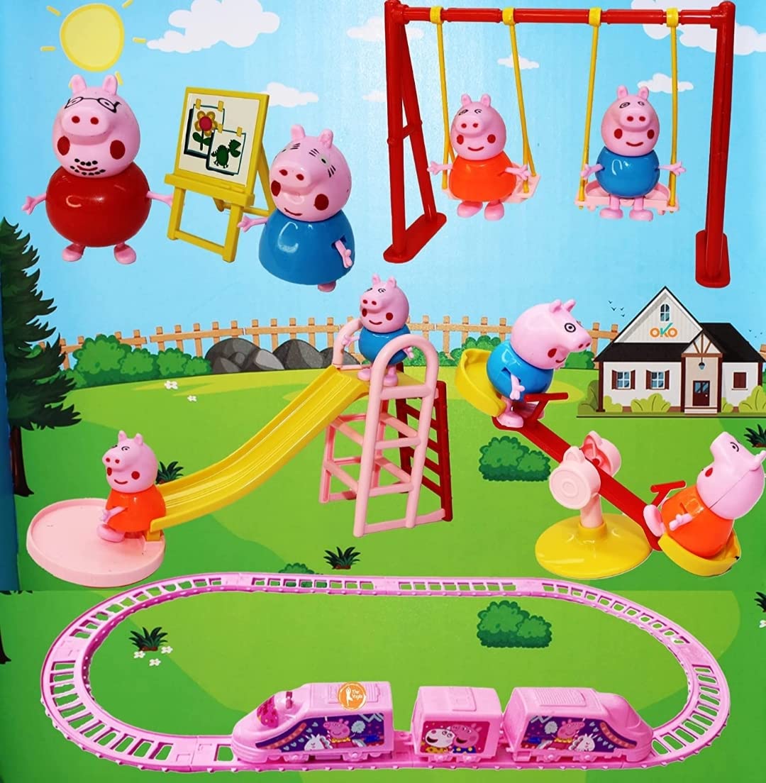 Sawkirp darshraj Peppa Pig Playground Set with Peppa Pig Family Figurines,Slide,Swing,See-Saw,Easel Sets Pieces for Kids Children Peppa Pig (B0BNVS3ZGW) Amazon Price History, Amazon Price Tracker
