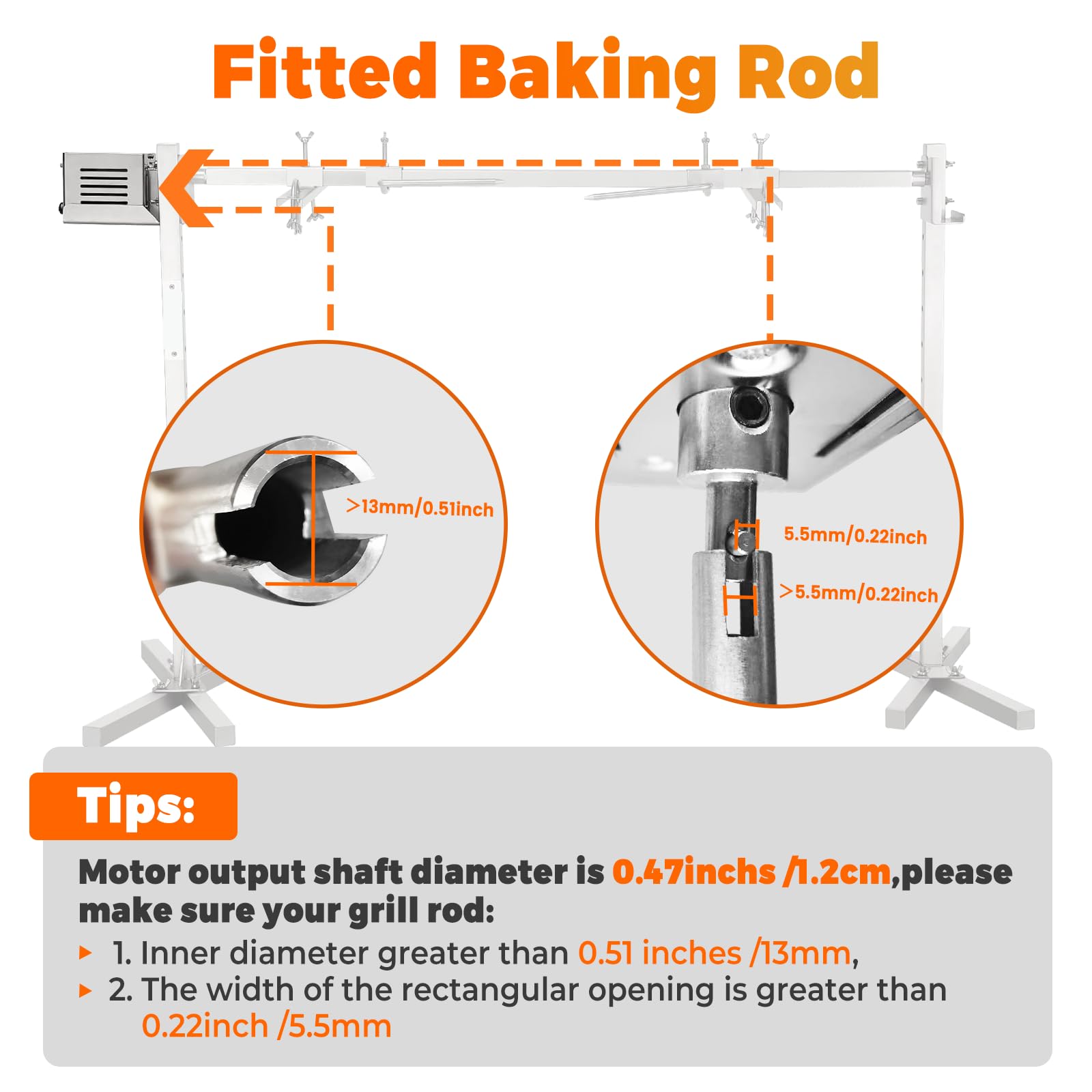 YJINGRUI 45W Grillmotor für Grillspieß, 150-200kg hohes Drehmoment, Schwerlast Grillmotoren, universeller Grillspieß Motor für Hähnchen, Rind, Schwein bei Partys, Camping, Festen | 45W Hochleistung; 150-200kg hohes Drehmoment