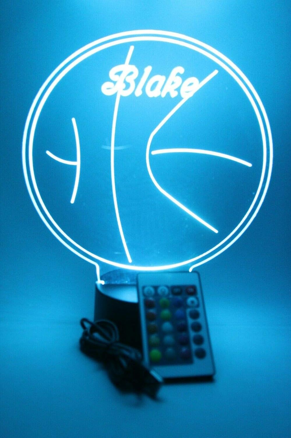 MIRROR MANIA Basketball Night Light Up Lamp LED Free Engraved Custom Name Personalized B-Ball Game Sports Hoops Table Lamp, with Remote,16 Color Options, It's Wow, Great Gift