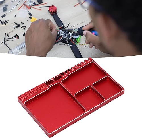 Miniatura 6 de Dilwe Bandeja de tornillo magnética de aleación de aluminio RC con almohadilla para reparación de juguetes modelo RC, kit de reparación electrónico