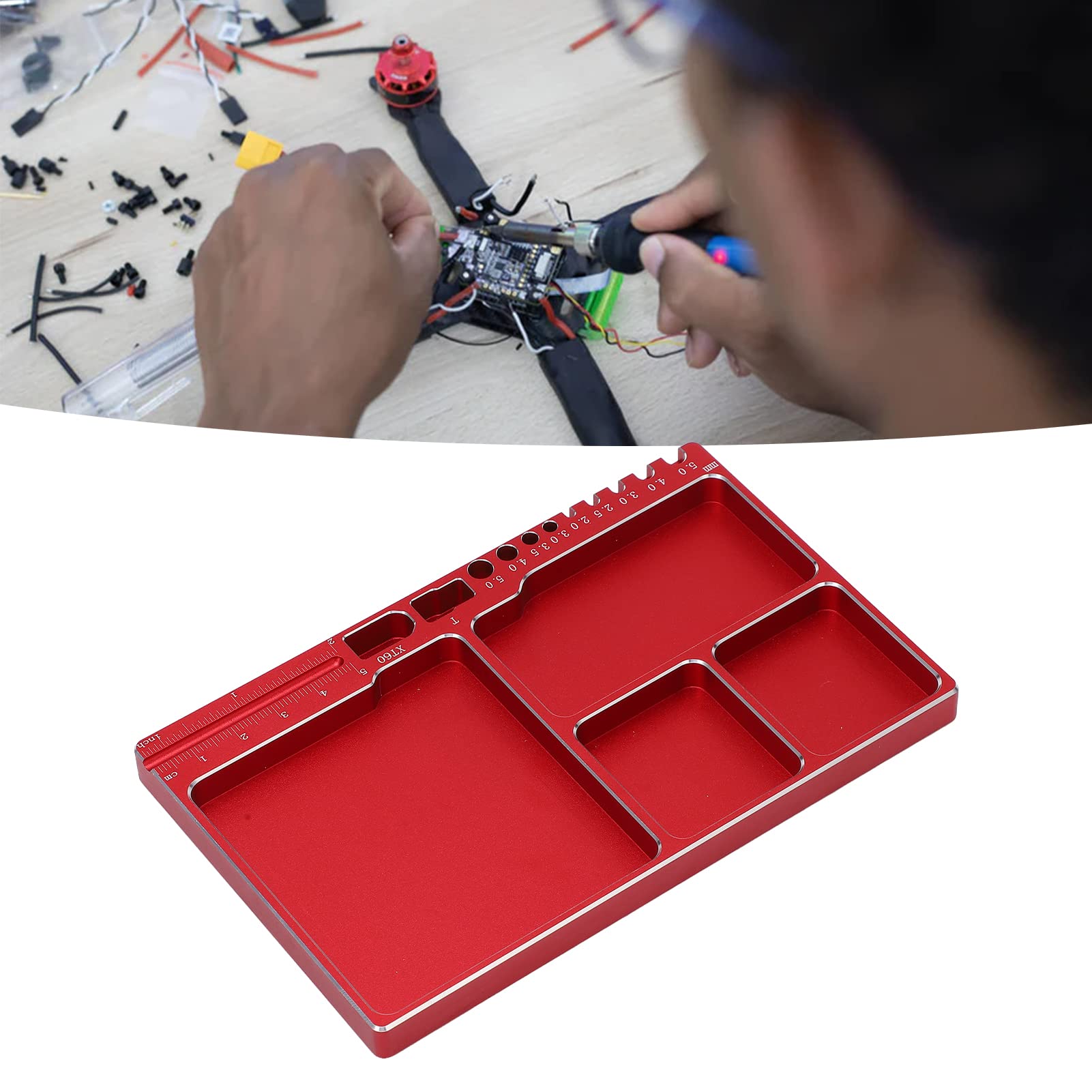 Pwshymi Magnetic Screw Tray, Aluminium Alloy Magnetic Adsorption Portable Size - Image 3