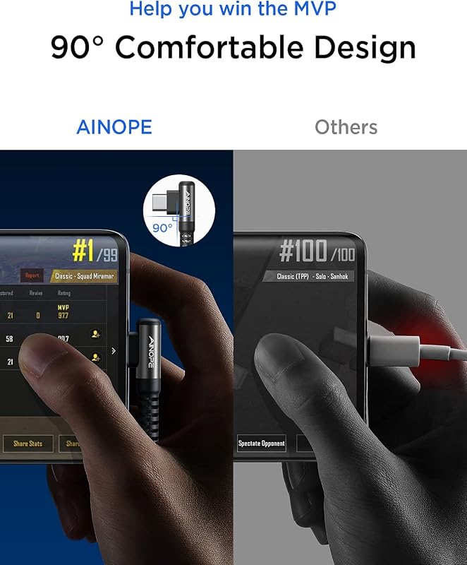 AINOPE USB-C kábel 60W 3m 2 darab fekete gyorstöltéshez