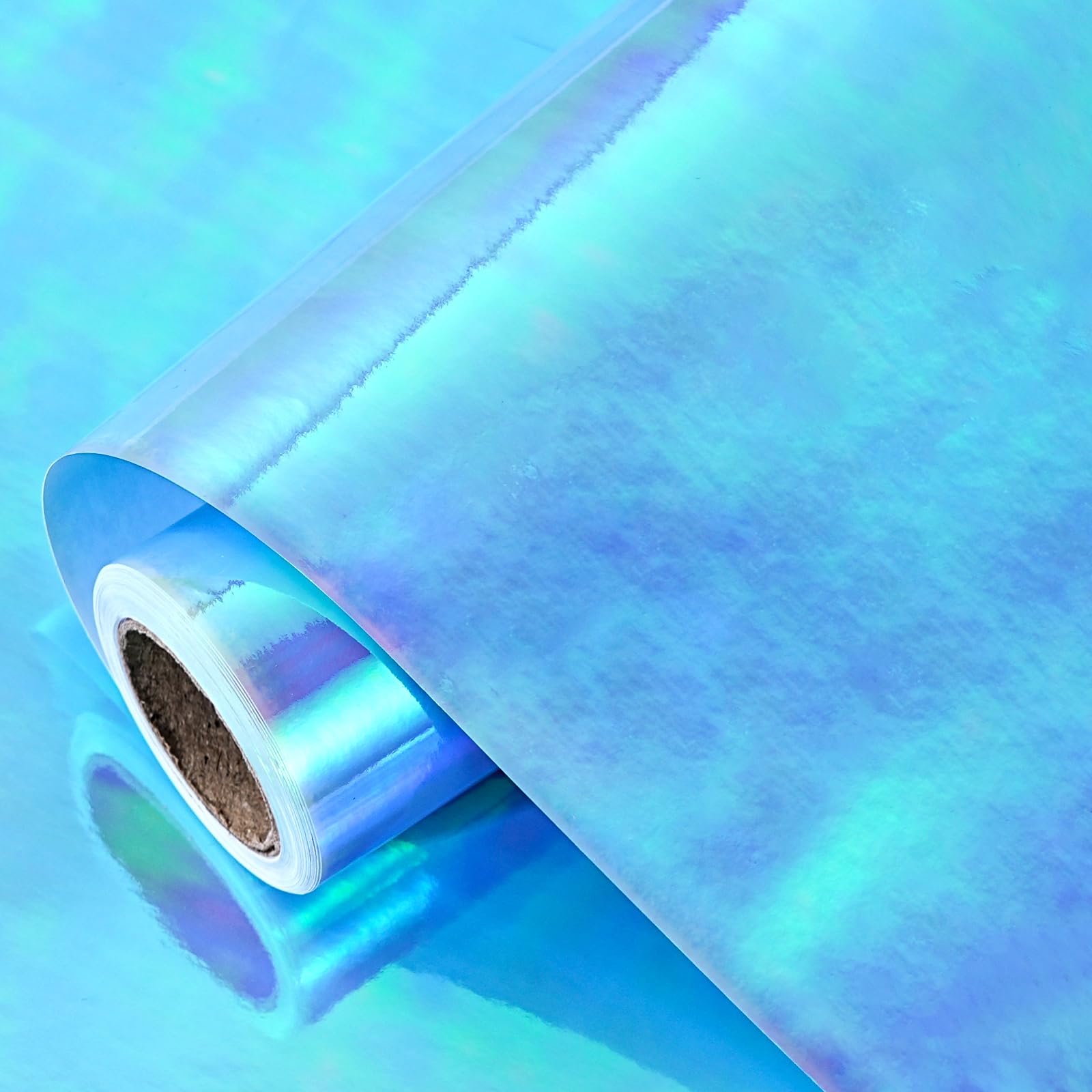 LeZakaa Blue Wrapping Paper Roll, Holographic Iridescent Wrapping Paper for Birthday, Valentine's, Mother's Day, Holiday, Large Roll, 30 inches x 32.8 Feet (92.9 sq.ft.)
