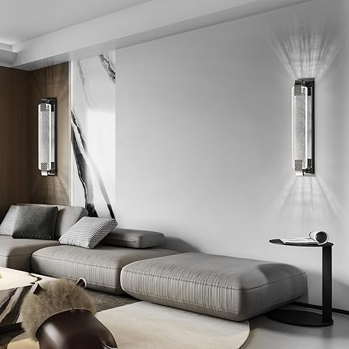 Miniatura 6 de Lámpara de pared moderna de cristal con cristal de burbujas para baño, luces LED negras para baño, pasillo, dormitorio, sala de estar, apliques de