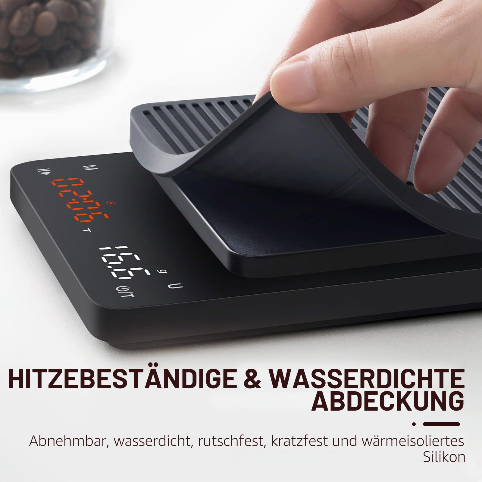 Bagail Digitale Kaffeewaage mit Timer 0,1 g Hochpräzise Elektronische Küchenwaage mit Großem Display und Automatischer Tarierung, Wiederaufladbare Waage für Filterkaffee, Max. Gewicht 3 Kg