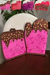 Kit Luva Térmica e Descanso Pegador para Forno Fogão Panela – 2 Peças Proteção Térmica Design Moderno Sortido