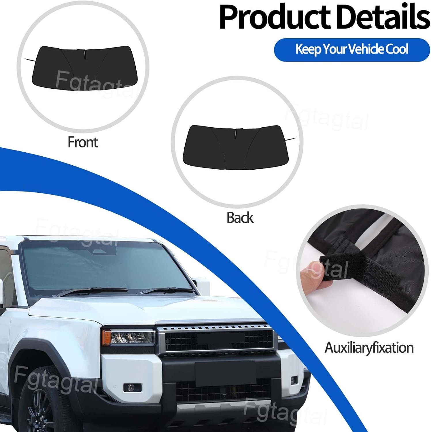 Windshield Sunshade Fit for Toyota Land Cruiser 250 Prado J250 LC250 2024+, Folding Car Sun Shade for Front Window, Auto Sun Protection Visors Blocks UV Rays and Keeps Vehicle Cool(Black)